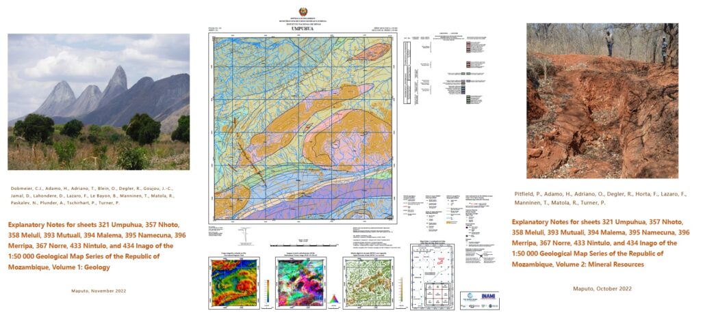 Image to show the covers of the two Explanatory Notes Volumes and an image of the Umpuhua 1:50,000 map sheet